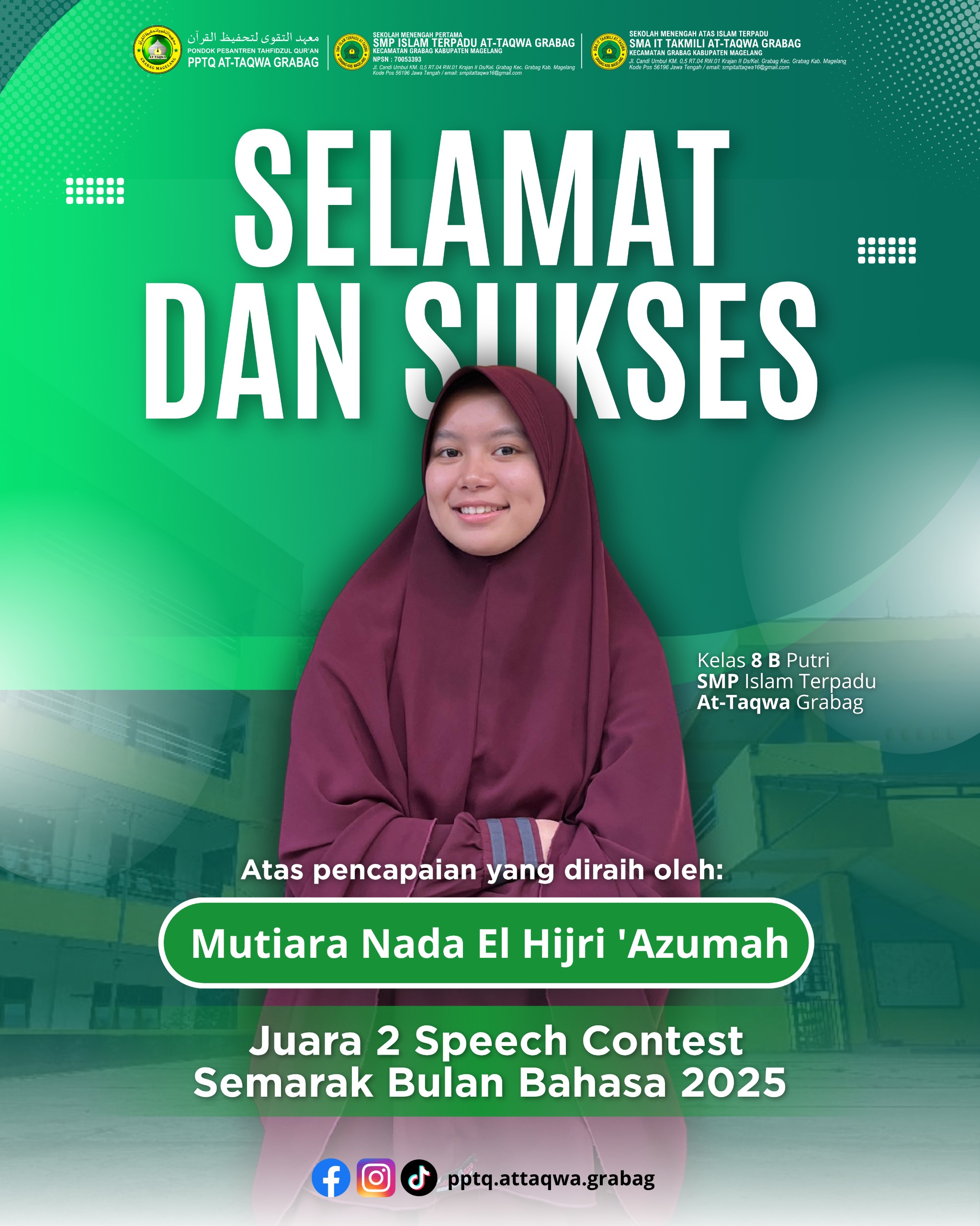 Juara 2 Speech Contest Semarak Bulan Bahasa 2025